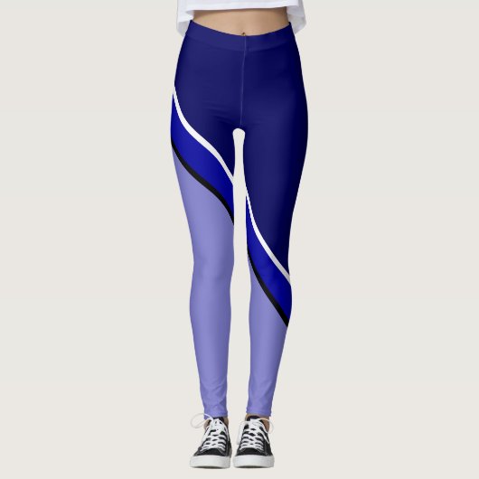 Blauw en violet diagonaal leggings (Voorkant)