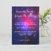 Blauw en warm roze galaxy Cluster Cosmic Wedding Kaart (Staand voorkant)