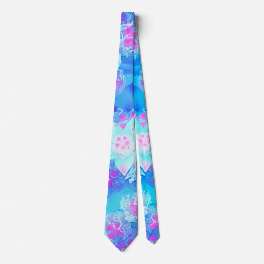 Blauw en warm roze succulent onderwater Sedum Stropdas (Voorkant)