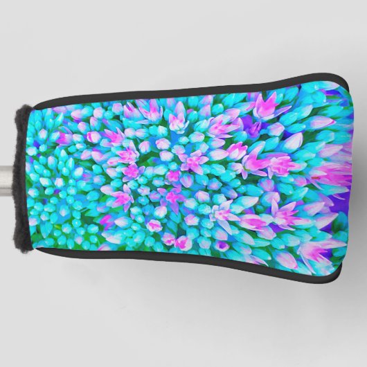 Blauw en warm roze Succulent Sedum Flowers Detail Golfheadcover (Voorkant)
