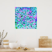 Blauw en warm roze Succulent Sedum Flowers Detail Poster (Keuken)