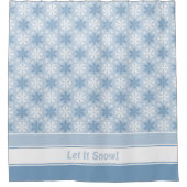 Blauw en winterwitte sneeuwvlokpatroonplaat douchegordijn (Voorkant)