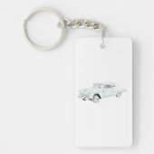Blauw en wit 1955 Chevy Bel Air Drawing Acryl Sleutelhanger (Voorkant)