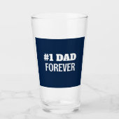 Blauw en Wit #1 Papa Forever Vaderdag Gift Glas (Voorkant)