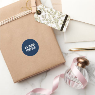 Blauw en Wit #1 Papa Forever Vaderdag Gift Ronde Sticker
