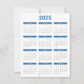 Blauw en Wit 2025 Jaar in een oogopslag Kalender F Kaart (Voorkant)