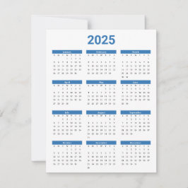 Blauw en Wit 2025 Jaar in een oogopslag Kalender F Kaart