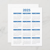 Blauw en Wit 2025 Jaarlijkse kalender Papieren Bla (Voorkant / Achterkant)