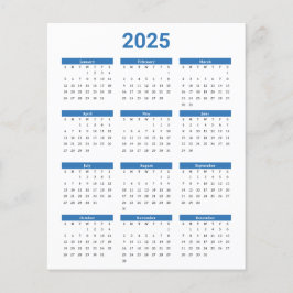 Blauw en Wit 2025 Jaarlijkse kalender Papieren Bla