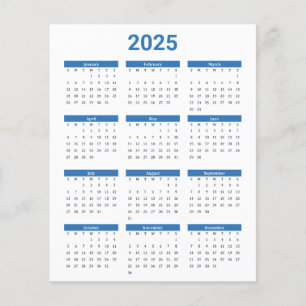 Blauw en Wit 2025 Jaarlijkse kalender Papieren Bla