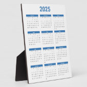 Blauw en Wit 2025 Jaaroverzicht Kalender Fotoplaat (Zijkant)