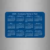 Blauw en Wit 2025 Kalender met aangepaste tekst Magneet