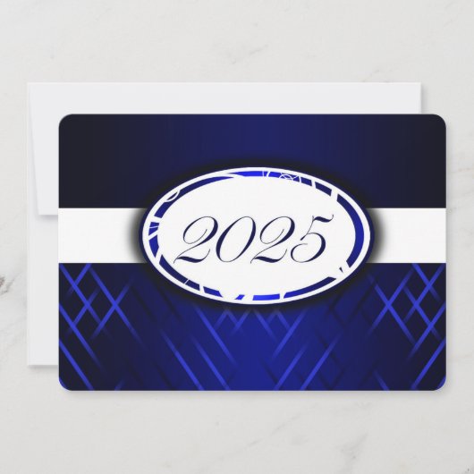 Blauw en wit 2025 Uitnodigingen (Voorkant)