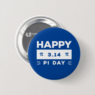 Blauw en Wit 3.14 Gelukkige Pi-dag Ronde Button 5,7 Cm