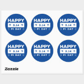 Blauw en wit 3.14 Happy PI Day Ronde Sticker (Vel)
