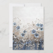 Blauw en Wit 3D Bloemtuin Huwelijk Kaart (Achterkant)