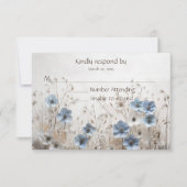  Blauw en Wit 3D Bloemtuin Huwelijk RSVP Kaartje (Voorkant)
