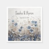  Blauw en Wit 3D Bloemtuin Huwelijk Servet (Voorkant)