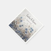  Blauw en Wit 3D Bloemtuin Huwelijk Servet (Hoek)