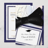  blauw en wit 50 jaar klasse reünie kaart (Voorkant / Achterkant)