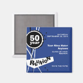 Blauw en Wit 50 Jaar Klasse Reunion Magnet (Voorkant / Achterkant)