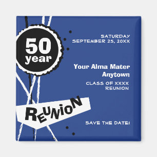 Blauw en Wit 50 Jaar Klasse Reunion Magnet
