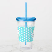 Blauw en wit 50ste verjaardag Polka Dots Acryl Drinkbeker (Rechts)