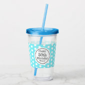 Blauw en wit 50ste verjaardag Polka Dots Acryl Drinkbeker (Achterkant)
