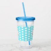 Blauw en wit 50ste verjaardag Polka Dots Acryl Drinkbeker (Links)