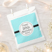 Blauw en wit 50ste verjaardag Polka Dots Bedankzakje (Geknipt)