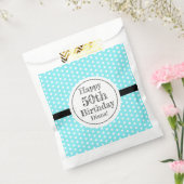 Blauw en wit 50ste verjaardag Polka Dots Bedankzakje (Gezegeld)