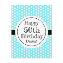 Blauw en wit 50ste verjaardag Polka Dots