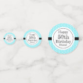 Blauw en wit 50ste verjaardag Polka Dots Confetti (Voorkanten)