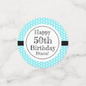 Blauw en wit 50ste verjaardag Polka Dots Confetti (Kleine voorkant)