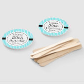 Blauw en wit 50ste verjaardag Polka Dots Handwaaier (Niet-gemonteerd)