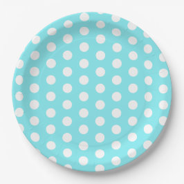 Blauw en wit 50ste verjaardag Polka Dots Papieren Bordje