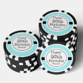 Blauw en wit 50ste verjaardag Polka Dots Poker Chips (Opstapeling)