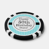 Blauw en wit 50ste verjaardag Polka Dots Poker Chips (Enkel)