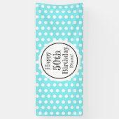 Blauw en wit 50ste verjaardag Polka Dots Spandoek (Verticaal)