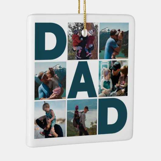 Blauw en wit 6 Foto Collage Pap Keramisch Ornament (Rechts)