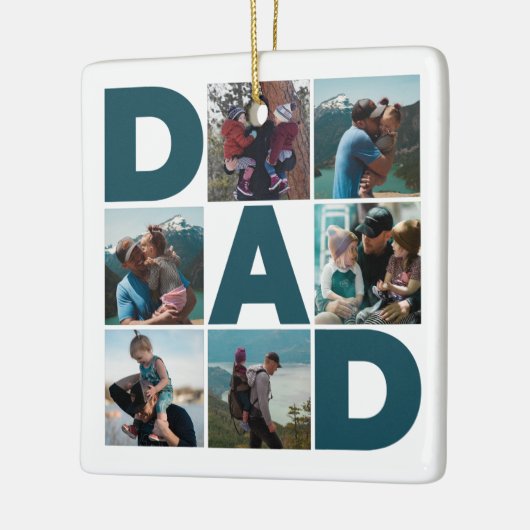 Blauw en wit 6 Foto Collage Pap Keramisch Ornament (Links)