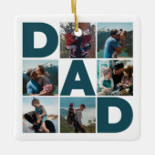 Blauw en wit 6 Foto Collage Pap Keramisch Ornament (Voorkant)