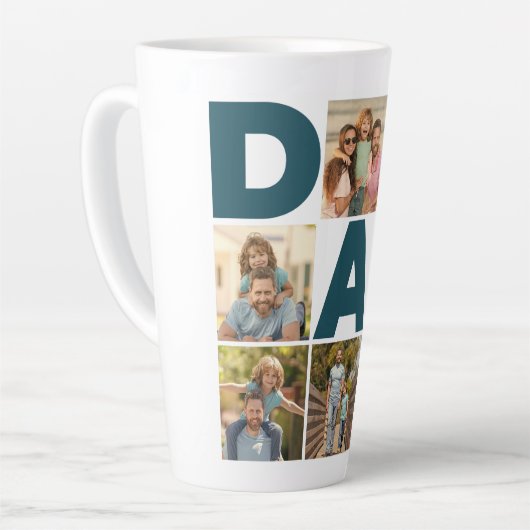 Blauw en wit 6 Foto Collage Pap Latte Mok (Linkerhoek)