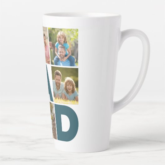 Blauw en wit 6 Foto Collage Pap Latte Mok (Rechts)