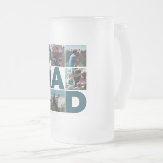 Blauw en wit 6 Foto Collage Pap Matglas Bierpul (Voorkant rechts)