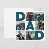 Blauw en wit 6 Foto Collage Vaderdag Pap Feestdagenkaart (Voorkant / Achterkant)