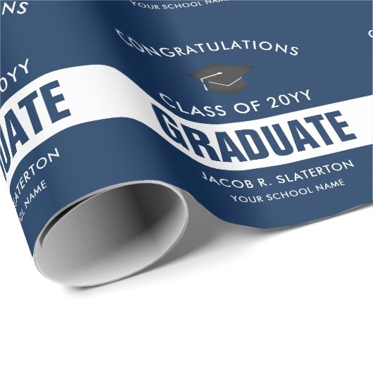 Blauw en wit, aangepast Afstuderen ompakken papier (Rol Hoek)