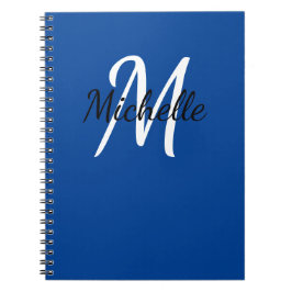 Blauw en wit aangepast monogram Cute Notitieboek