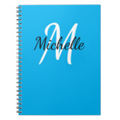 Blauw en wit aangepast monogram Cute Notitieboek (Voorkant)