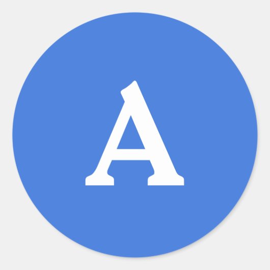Blauw en wit, aangepast monogram envelop ronde sticker (Voorkant)